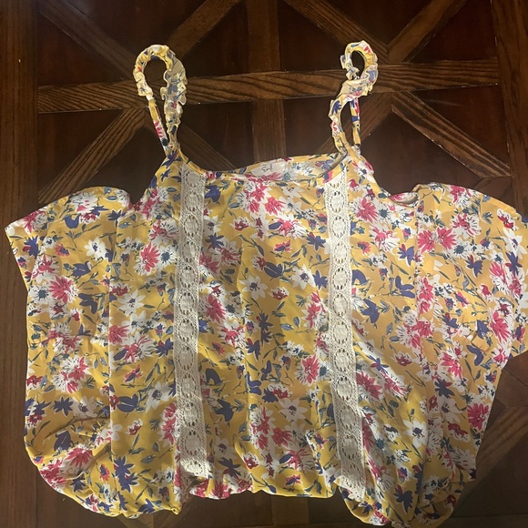 Easel Floral Midi Dress Yellow Floral Large Sleeveless - Picture 3 of 4